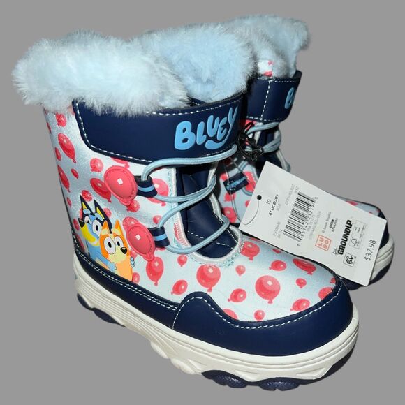 Bluey Snow Boots Toddler Size 10 Disney Bingo Blue Pink Balloons NEW - Picture 2 of 9
